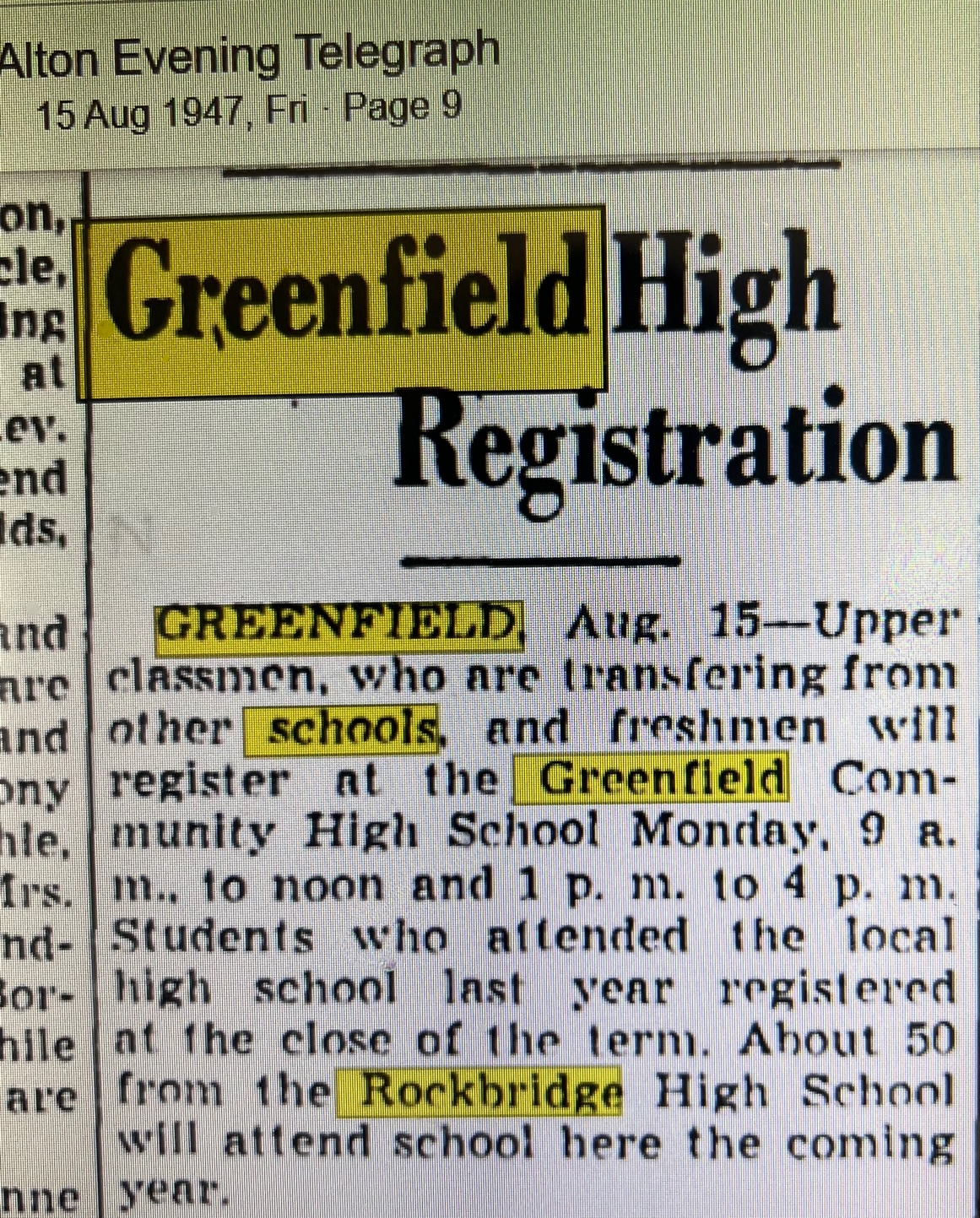 Rockbridge High School “Rocks” Illinois High School Glory Days